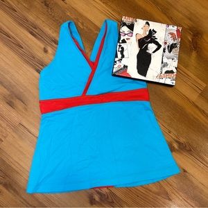 🍋LULULEMON Double Deep V Tank in Blue and Red Size 6